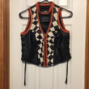 Harley-Davidson Black and Orange Checkered Vest